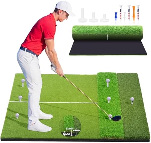 5x4ft & 6x4ft Extra Large Golf Hitting Mat, 26mm Thick Tri-Turf Golf Practice by Unknown
