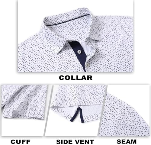M MAELREG Mens Golf Shirt Short Sleeve Dry Fit Print Moisture Wicking - Image 6
