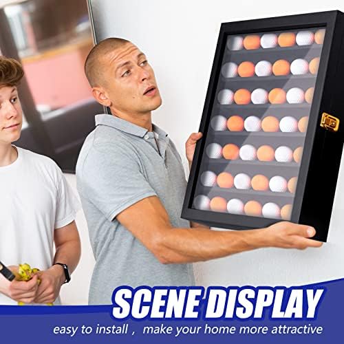 Sintuff 42 Golf Ball Display Case Solid Wood Golf Ball Holder Rack Gift Black - Image 7