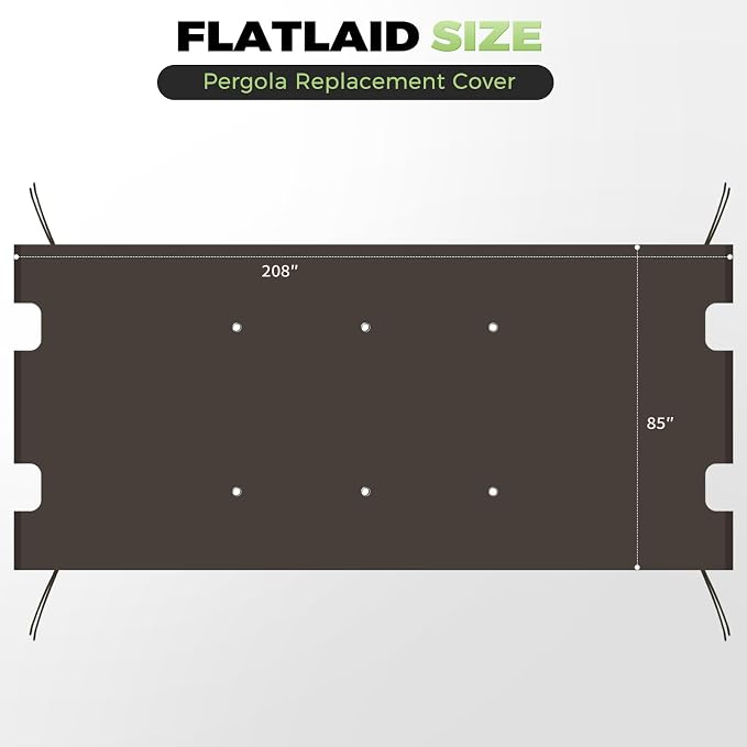 85x208 in Pergola Shade Cover for L-PG080PST Pergola | Brown, Cover Only - Image 3