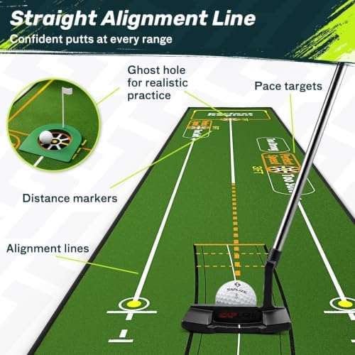 SAPLIZE Golf Putting Mat– Putting Alignment Mirror & Adjustable Slopes - Image 4