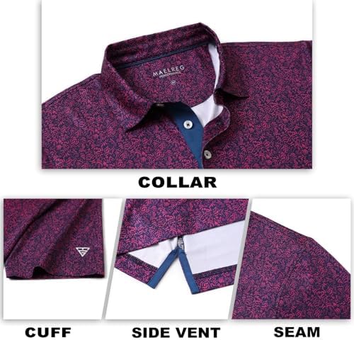 M MAELREG Mens Golf Shirt Short Sleeve Dry Fit Print Moisture Wicking - Image 5