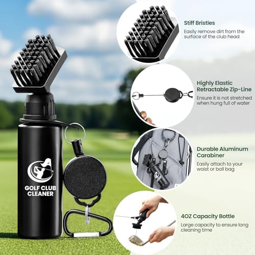 Golf Club Brush Cleaner with Golf Groove Sharpener Tool, 3 Replacement Brush - Image 3
