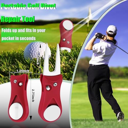 2 Pack Foldable Golf Divot Tool, Magnetic Turf Repair Tool - Image 3
