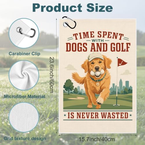Cute Dog Golf Towel with Bag Clip, Gift - Image 2