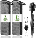 2 Pack Golf Towels with Club Brush, Microfiber Waffle Cleaning Set by ATTRACTIVE