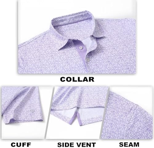 M MAELREG Mens Golf Shirt Short Sleeve Dry Fit Print Moisture Wicking - Image 5