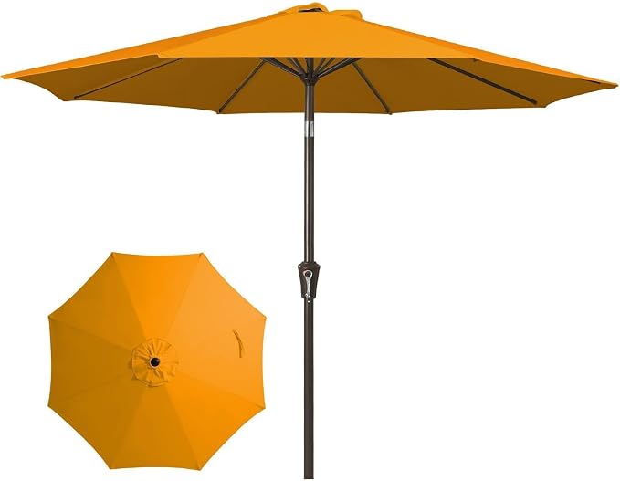 JEAREY 9FT Outdoor Patio Umbrella, Market Umbrella, Sun Orange | Outdoor Table by JEAREYOutdoorsCollection