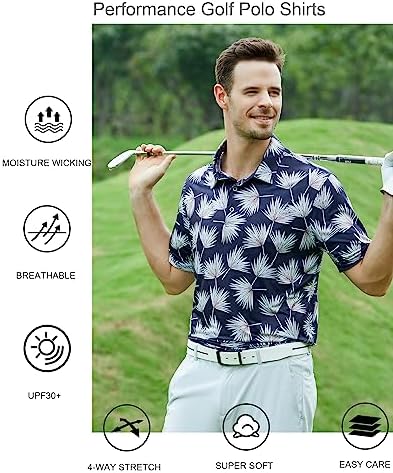 Alex Vando Mens Golf Shirt Moisture Wicking Print Performance Polo Shirt - Image 5