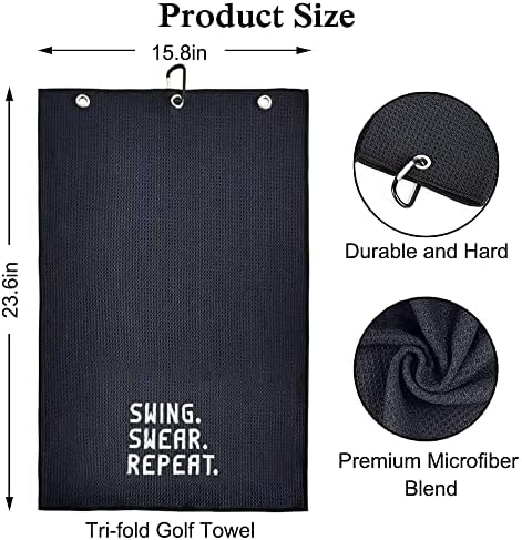 DYJYBMY Swing Swear Repeat Funny Golf Towel, Golf Accessories - Image 2