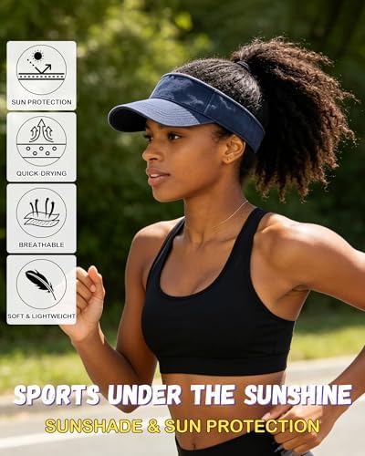 IYEBRAO 3 Pack Sun Visor Hat Sport Vintage Washed Adjustable Cotton Empty Top - Image 2