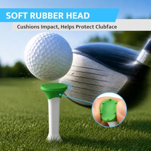 Soft Rubber Head Golf Tees 3-1/4'', 15 Pack Step Golf Tees, Fixed Height - Image 2