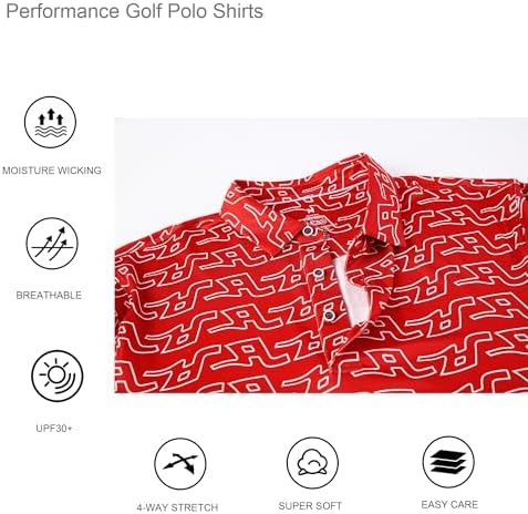 Alex Vando Mens Golf Shirt Moisture Wicking Print Performance Polo Shirt - Image 3