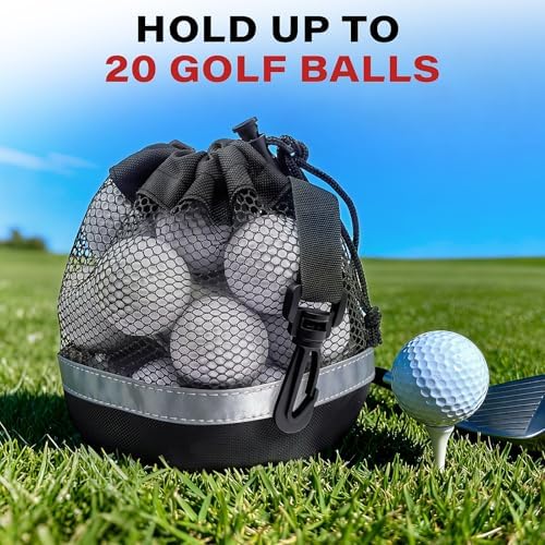 3PCS Mesh Golf Ball Bags with Reflective Strip, Nylon Bag - Image 2