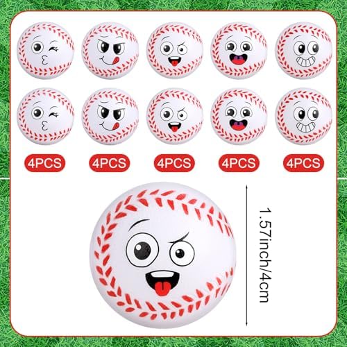 20PCS Mini Baseball Stress Ball Funny Face Squeeze Balls Small Baseball Squeeze - Image 2