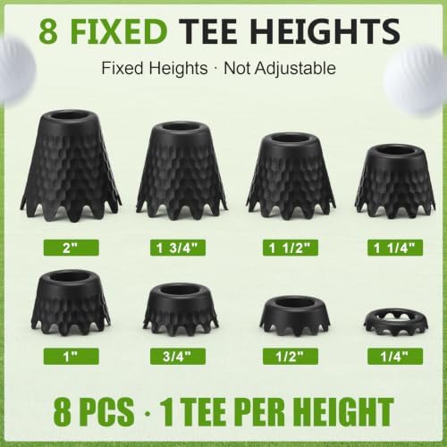 Foilswirl Golf Simulator Tees, 8 Fixed Heights Indoor Golf Mat Tees - Image 2