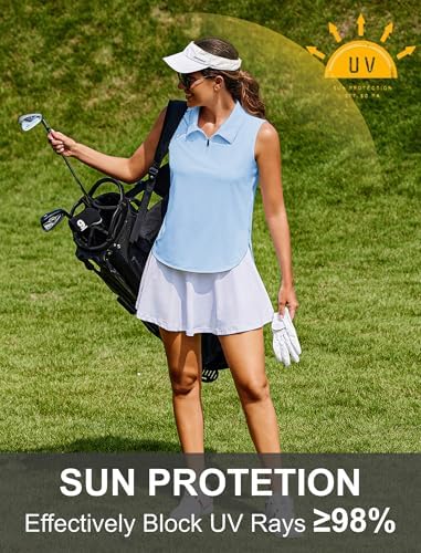 PINSPARK Golf Shirts for Women Sleeveless 1/4 Zip Tennis Polo - Image 5