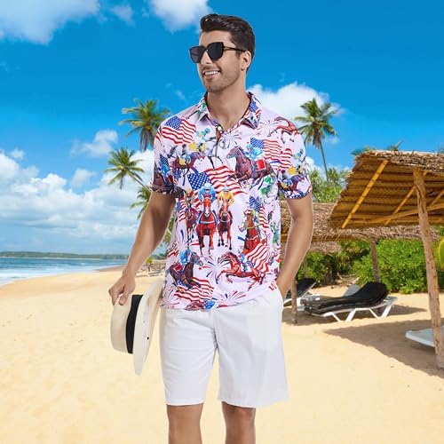 Mens Golf Shirt Short Sleeve Dry Fit Print Moisture Wicking Performance - Image 3