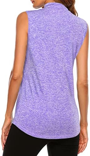 Tanst Sky Women's Sleeveless Golf Polo Shirts Quarter Zip Workout Tank Top - Image 2