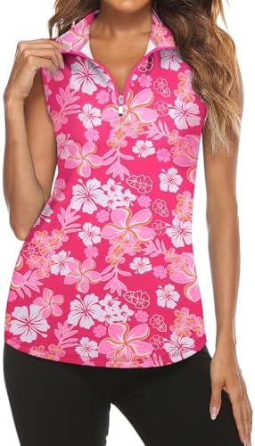 Tanst Sky Women's Sleeveless Golf Polo Shirts Quarter Zip Workout Tank Top by TanstSky