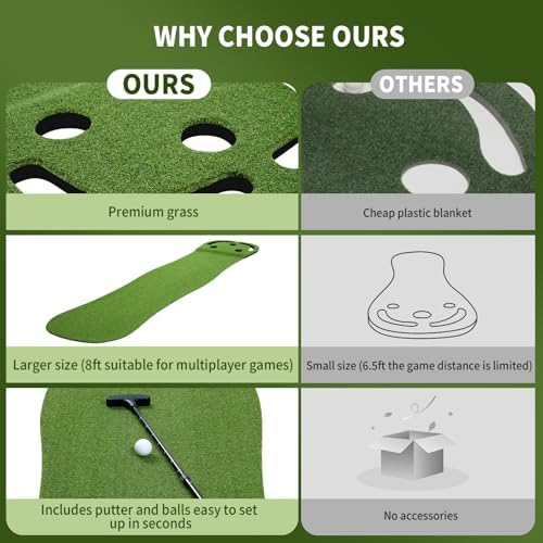 Wekin Indoor Putting Green, 2x8ft Artificial Turf Putting Green - Image 4