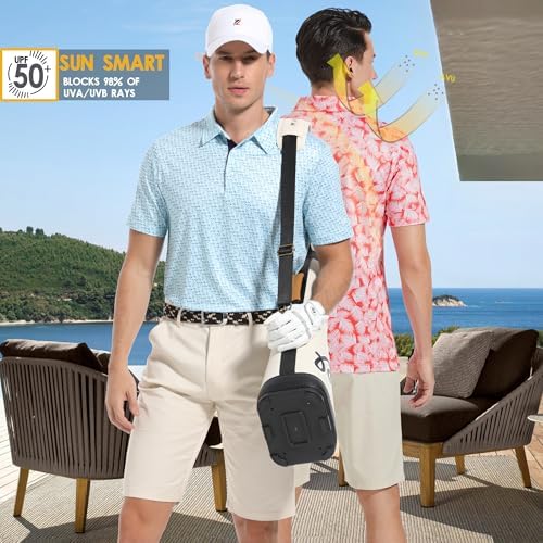 Mens Golf Shirt Short Sleeve Dry Fit Print Moisture Wicking Performance - Image 5