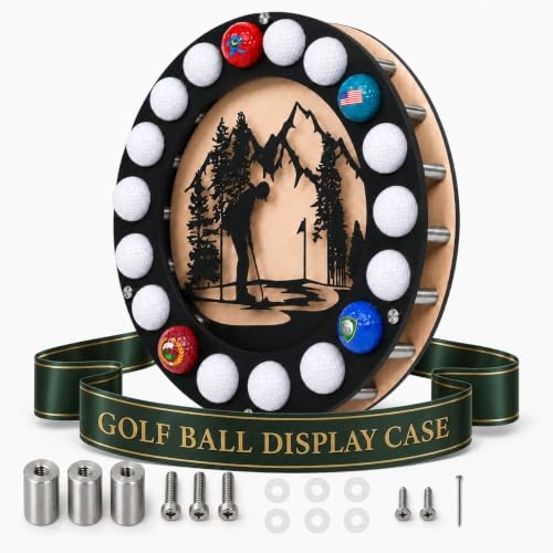 Circular Golf Ball Case Display, Golf Ball Display Case Wall Mount by Unknown