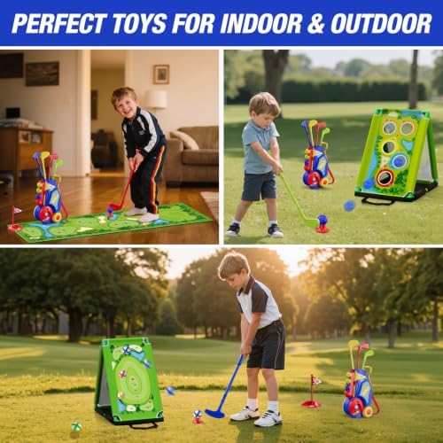HYES 3 in 1 Kid Golf Set with Putting Mat & Sticky/Golf Game - Image 2