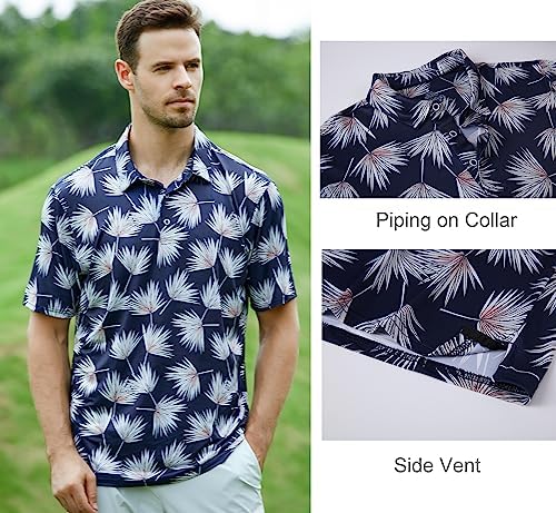 Alex Vando Mens Golf Shirt Moisture Wicking Print Performance Polo Shirt - Image 3