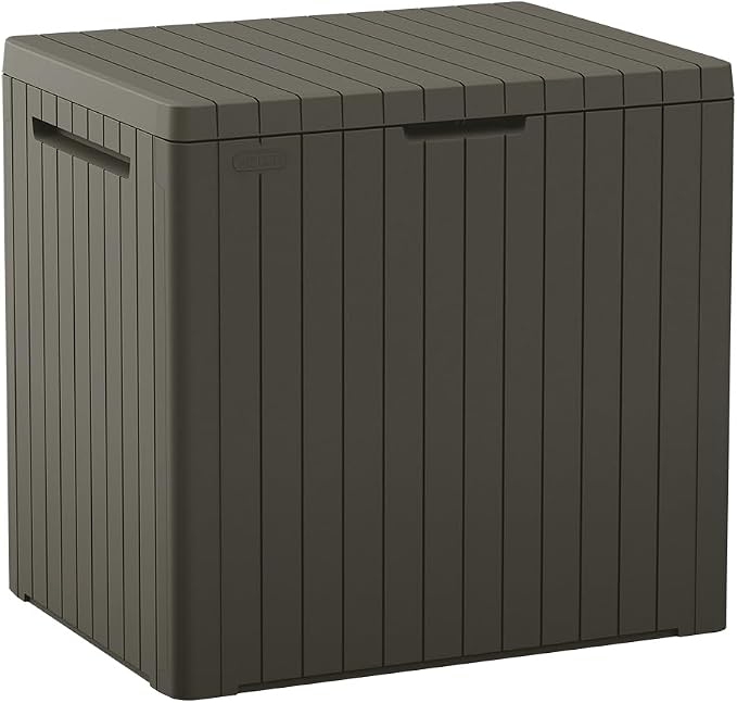 Keter City 30 Gal Outdoor Storage Box and Patio Side Table | Taupe, Weatherproof by Unknown