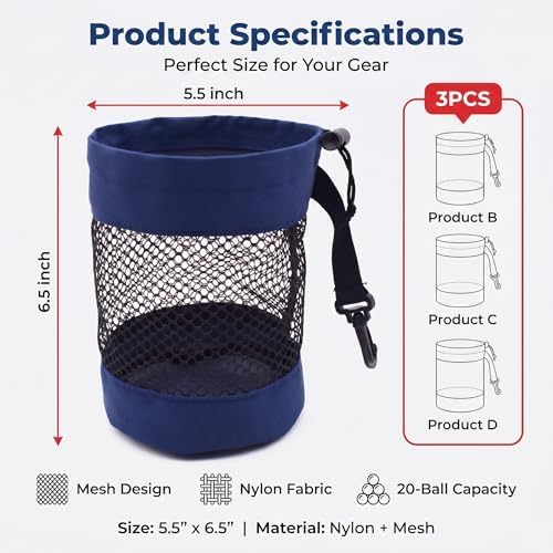 3 PCS Golf Ball Bags, Nylon Mesh - Image 2
