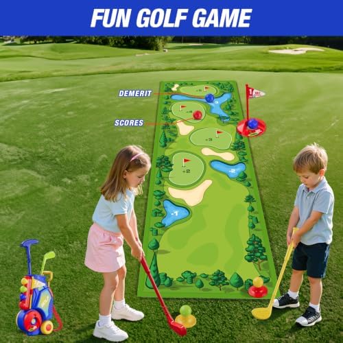 HYES 3 in 1 Kid Golf Set with Putting Mat & Sticky/Golf Game - Image 4