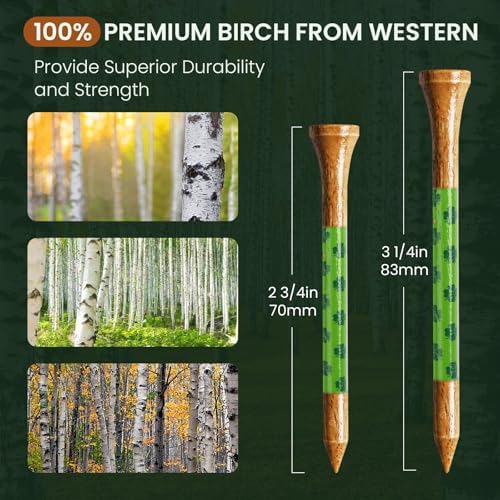 FINGER TEN Wooden Golf Tees Western Birch 100 Pack - Image 3