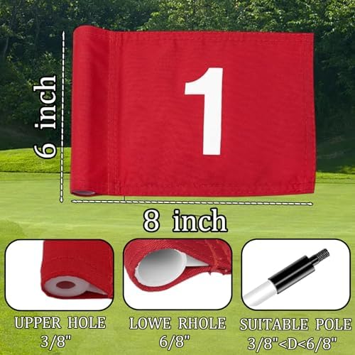 Numbered 1-3 Golf Flag, 8x6 Inch, 420D Nylon - Image 2
