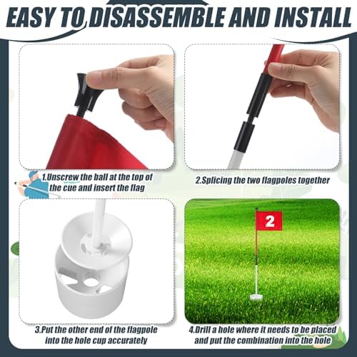 6 Golf Flagstick Set, Putting Green Flags - Image 4