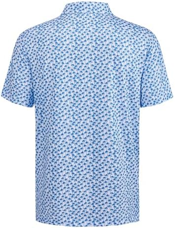 Mens Golf Shirt Short Sleeve Dry Fit Print Moisture Wicking Performance - Image 4