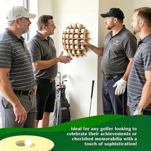 26 Ball Golf Ball Display Case Wall Mounted, 3D Spherical Wood - Image 7