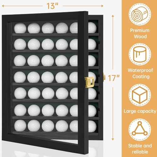 42 Golf Ball Display Case Wooden Wall Mounted Golf Ball Rack - Image 2
