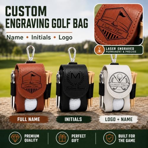 CRME Personalized Leather Golf Ball Pouch Bag - Image 2