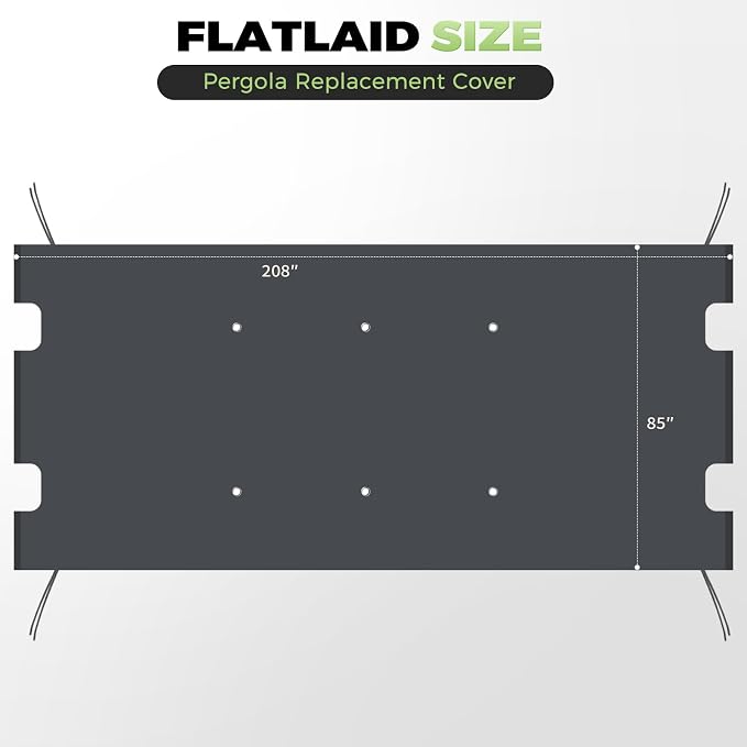 85x208 in Pergola Shade Cover for L-PG080PST Pergola | Cover Only, Light Gray - Image 3