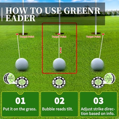 Golf Green Reader, 2 Pack Golf Ball Marker Hat Clip - Image 5