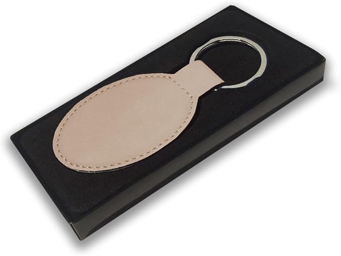 LaserGram Oval Keychain, Golf Ball, Personalized Engraving Included (Beige)
