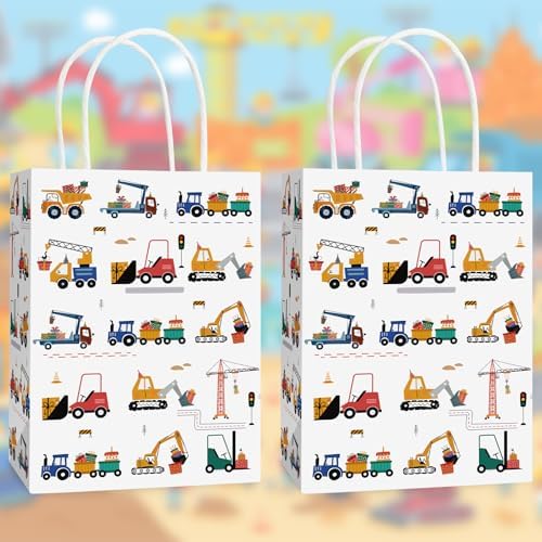 Hxezoc 12 Pieces Construction Vehicle Gift Bags - Image 3