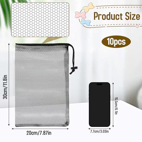 Sliverdew 10PCS Small Mesh Bags Drawstring Black Nylon Mesh Drawstring Bag Mini - Image 2