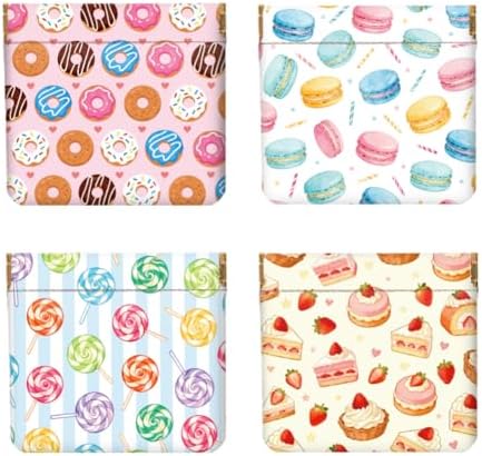 Peacoblue Donuts and Cakes Coin Purse, PU Leather Squeeze Pouch 4PCS by PEACOBLUE