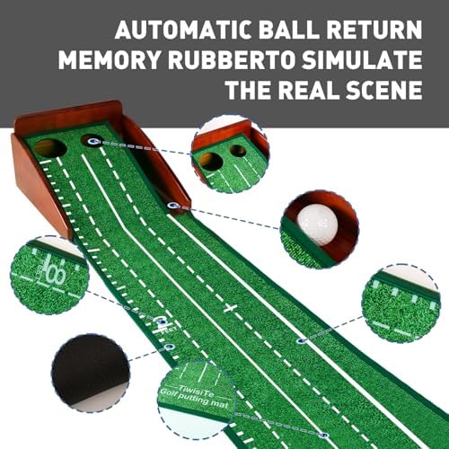 Putting Green Indoor, 9.8 FT Golf Mat Automatic Ball Return - Image 2
