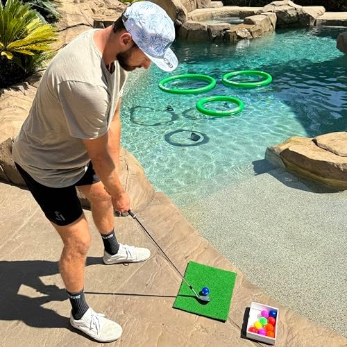 Floating Golf Green for Pool, Putting Turf Mat, Real Floating Golf Balls by Unknown