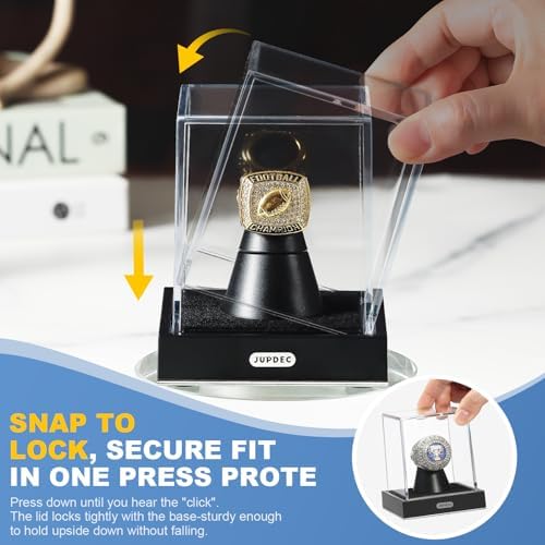 JupDec Championship Ring Display Case, Dustproof Cube Showcase - Image 2