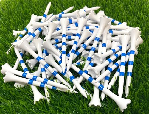 NorthPointe 3 ¼” Golf Tees Plastic – White/Blue Stripes - Image 5