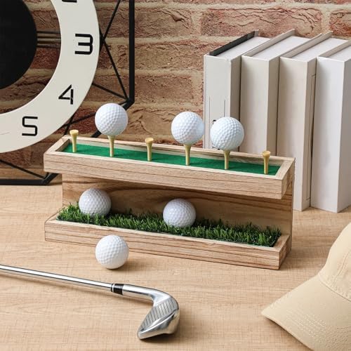 Menkxi Rustic Wood Golf Ball Holder Display Stand - Image 4
